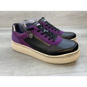 Alegria Avery Women's Black Purple 12 Colorblock Platform Zip Comfort Sneakers